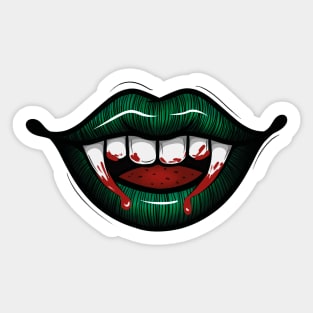 Green vampire lips Sticker